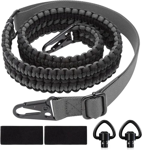 Vista 9 de VVAAGG Correa de 2 Puntos QD Ajustable de 550 Paracord con Gancho de Metal y Giratorias de Correa QD para Caza