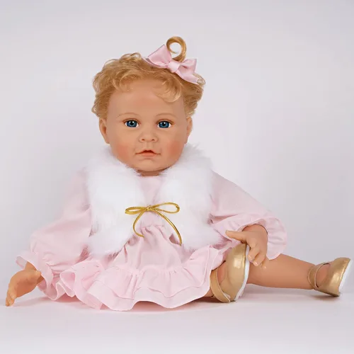Vista 5 de Paradise Galleries Muñeca realista Reborn Baby Karen Scott Sculptor Designer Collection Muñeca de 20 pulgadas con vestido rosa con volantes, regalo