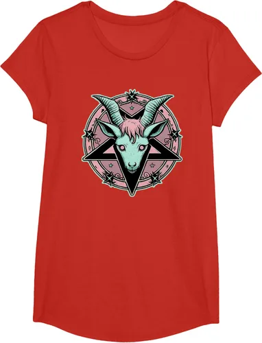 Vista 38 de Camiseta Kawaii Paste Creepy Goat Pentacle, Negro