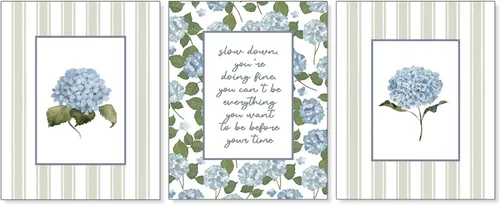 Vista 12 de Pleonox Juego de 4 impresiones artísticas florales de hortensias con lazo azul coqueta verde salvia de 8 x 10 pulgadas, con texto en inglés «How