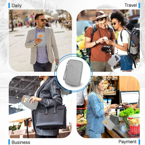 Vista 6 de Cartera para pasaporte familiar para mujer, con bloqueo Rfid para pasaporte, carteras de primera calidad esenciales de viaje, bolsa impermeable