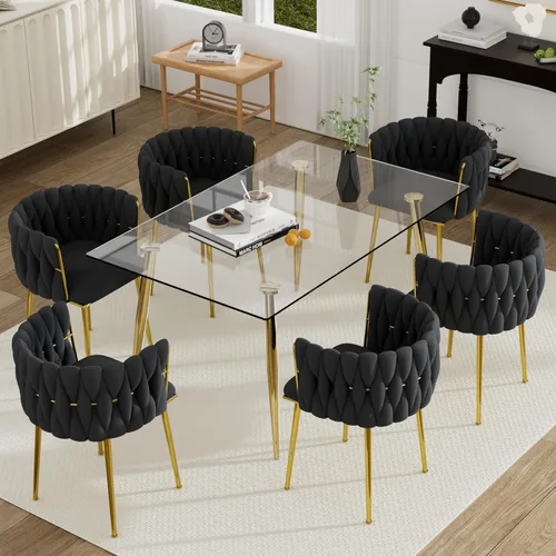 Vista 54 de Juego de mesa de comedor de cristal plateado para 2, juego de mesa cuadrada de lujo moderno de 36 pulgadas, juego de mesa de cocina minimalista de 3