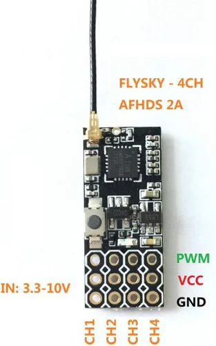 Vista 3 de QWinOut FS2A-4CH AFHDS 2A Mini Receptor Compatible PWM Salida para Flysky i6 i6X i6S Controlador