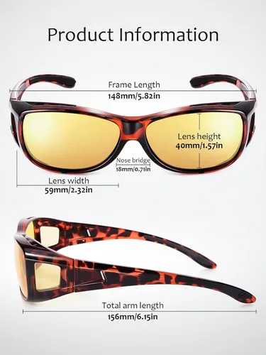 Vista 4 de TINHAO Gafas de sol ajustadas para mujer, gafas de sol polarizadas Fitover, talla única