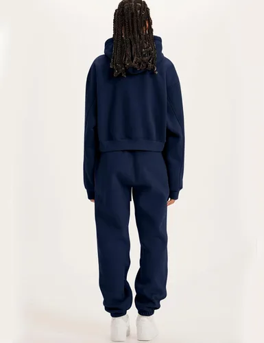 Vista 64 de Kissonic Conjunto deportivo de forro polar para mujer, 2 piezas, sudadera con capucha y pantalones deportivos