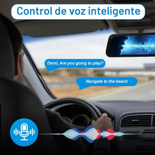 Vista 6 de Cámara de respaldo con espejo retrovisor de 2.5 K, cámara de respaldo inteligente en espejo de 9.66 pulgadas, pantalla táctil IPS frontal y trasera