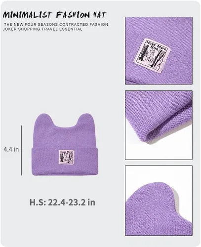Vista 3 de Bonitos gorros para mujer, gorros para mujer, accesorios Y2K, gorros kawaii de ganchillo para mujer