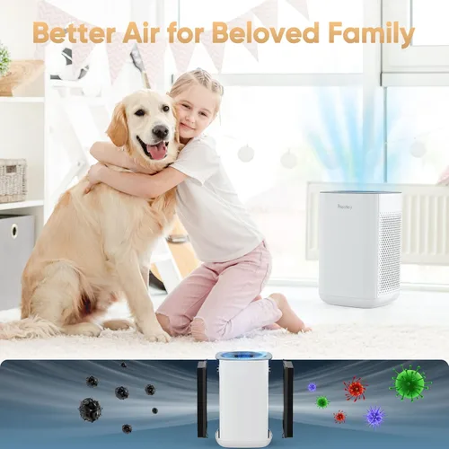 Vista 5 de Priestley Filtro de repuesto para purificador de aire, filtro de repuesto True HEPA con filtración de 3 etapas, elimina el 99.97% de humo, olor