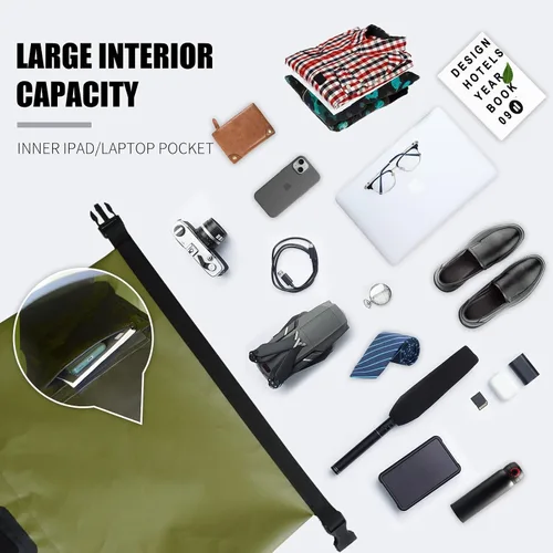 Vista 4 de SEPEAK - Mochila impermeable IPX6 de 35 L, con cierre enrollable, accesorios para kayak, artículos esenciales para camping, natación, playa, pesca