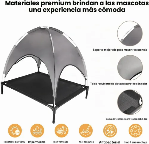 Vista 7 de Cama para perros para exteriores con toldo, cuna elevada, hasta