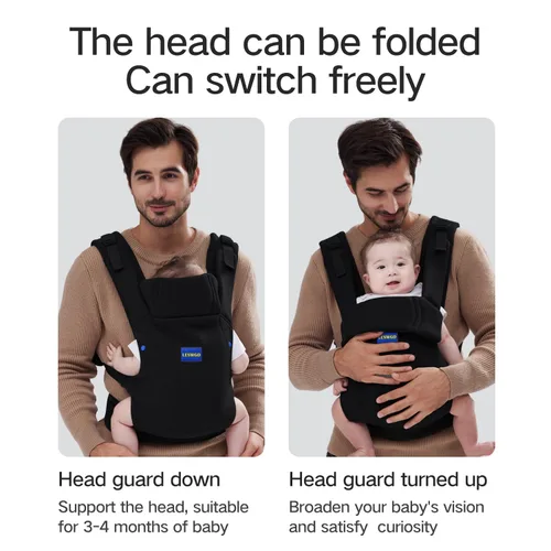 Vista 5 de YEMKEZO Portabebés para recién nacido a niño pequeño, Portabebés para recién nacido con soporte para la cabeza, Portabebés acogedor para papás