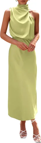 Vista 24 de PRETTYGARDEN Women's Summer Satin Maxi Cocktail Dress Verde militar
