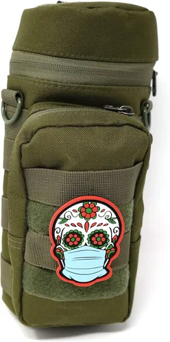 Vista 5 de Parche táctico de calavera con máscara facial Dia de Los Muertos Parche de moral de Halloween