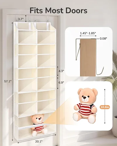 Vista 2 de ULG Organizador para colocar sobre la puerta, 5 niveles extra grande para colgar con 10 bolsillos de malla, organizador de puerta para guardería
