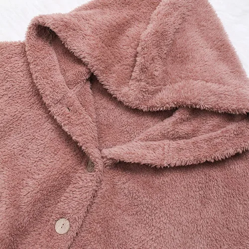 Vista 5 de Winter Coats for Women,Womens Hooded Cardigan Fleece Faux Fur Button Down Coats Long Sleeve Hoodie Jacket Coat Outerwear