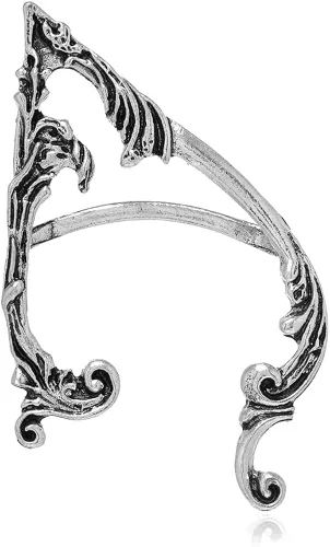 Vista 2 de Caiyao 2 pendientes góticos para orejas de duendes de cartílago, trepador, retro, plateados, negros, punk, hip hop, regalo para mujer, Metal, Sin