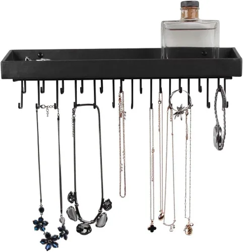 Vista 10 de J JACKCUBE DESIGN Soporte para Collares Montado en la Pared Organizador de Joyas para Pulseras, Aretes y Anillos con 25 Ganchos - Decoración Tipo1