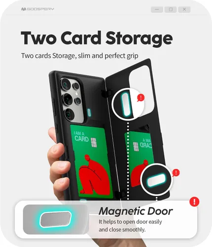 Vista 331 de GOOSPERY Parachoques magnético para puerta compatible con Galaxy S9 Plus, tarjetero tipo billetera con cierre automático por iman, funda protectora