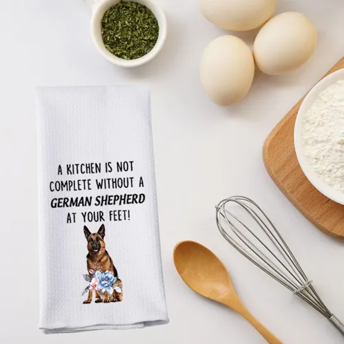 Vista 4 de PWHAOO Toalla de cocina de pastor alemán, A Kitchen Is Not Complete Without A Kitchen Towel - Toalla de cocina de pastor alemán, regalo para amantes