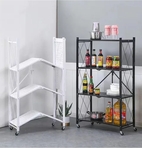 Vista 6 de Estantería plegable de 4 niveles para garaje, estante de almacenamiento de metal, estante organizador de origami, estante organizador de acero