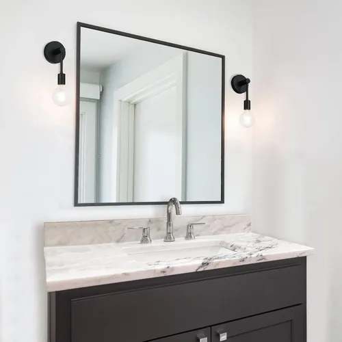 Vista 3 de XiNBEi Lighting - Aplique de pared negro de 1 luz para pasillo, bombilla LED incluida Mate negro
