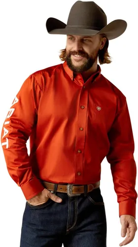 Vista 23 de Camisa de sarga con logotipo del equipo ARIAT de ajuste clásico para hombre Sea Scape USA 3X-Large Turkish Sea