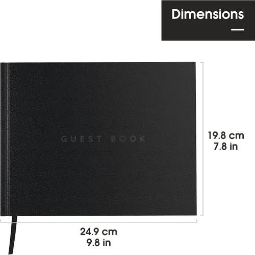 Vista 4 de Useful Co. Guest Book for Party, Sign In Book, Leather Cover - Black Negro