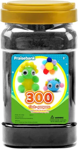 Vista 9 de Praisebank Pompones Negros - 2000 piezas, 1cm, Ideales para Artes y Manualidades, Bolas de Pompón en Frasco