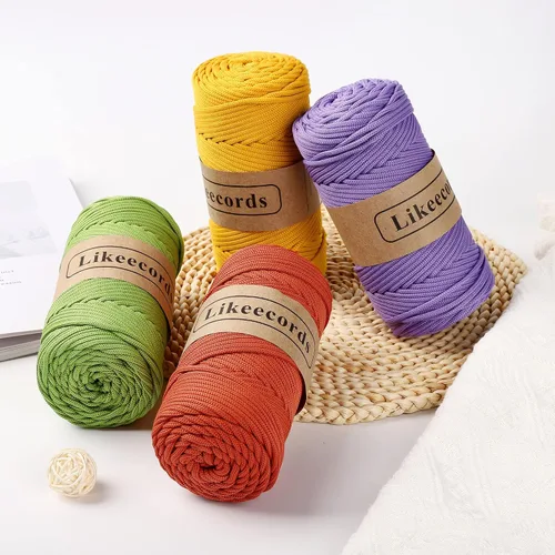 Vista 4 de Likeecords Cordón de macramé trenzado de poliéster de 0.157 in, 140 yardas, 426 pies, hilo elástico para bolsa de ganchillo para manualidades