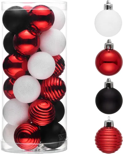 Vista 19 de Valery Madelyn Small Christmas Tree Decorations Ball Ornaments 24ct 1.57" Oro rojo