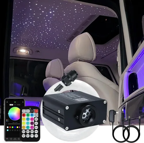Vista 19 de AKEPO Kit de Luces de Fibra Óptica Twinkle Meteor APP de Tamaño Pequeño 16W, Estrella Fugaz+RGBW Activado por Música 550pcs 0.03in/0.75mm 9.8ft/3m
