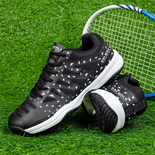 Vista 3 de Jakcuz Zapatos de tenis de bádminton para mujer, zapatos de pickleball, squash, voleibol, con cordones, para entrenamiento de cancha en interiores