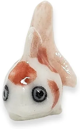 Vista 4 de WitnyStore Pequeña figura de pez oranda blanco y naranja – Miniatura hecha a mano de cerámica Ryukin Fantail dorado pez acuario animales de acuario