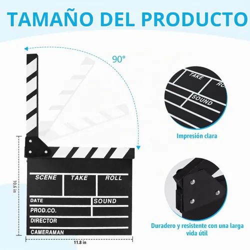 Vista 2 de KISEER Tablero de madera para película de 12 x 11 pulgadas, tablilla de película de madera (negro)