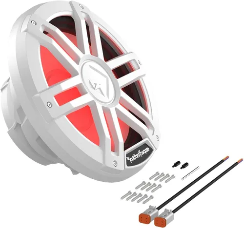 Vista 5 de Rockford Fosgate M1D2-12 Color Optix 12" DVC 2-Ohm Multicolor LED iluminado subwoofer marino - Blanco