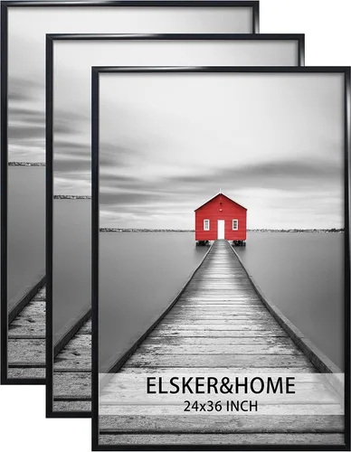 Vista 11 de ELSKER&HOME Marco de póster de 8 x 24 pulgadas, paquete de 3 portarretratos Negro