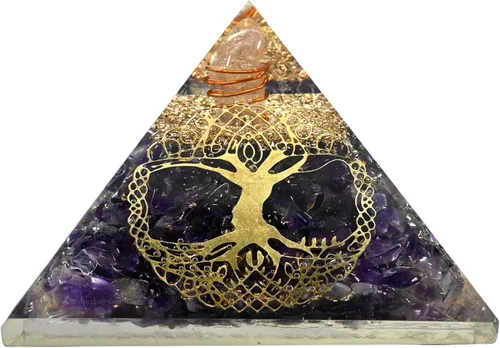 Vista 24 de Amazing Gemstone Pirámide de orgón de amatista para EMF y protección de energía negativa - Pirámide de cristal de amatista natural, Amatista