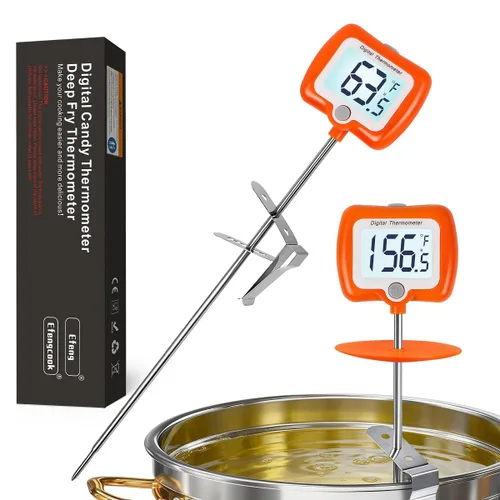 Vista 10 de Termómetro de caramelo para hacer dulces con pantalla grande giratoria de 10 pulgadas de sonda de largo, termómetro digital de lectura instantánea