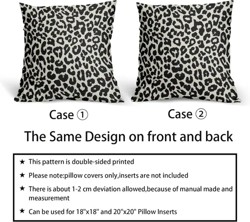 Vista 6 de Juego de 2 fundas de almohada con estampado de leopardo negro de 16 x 16 pulgadas, diseño de animal de guepardo, chinoiserie, fundas de almohada