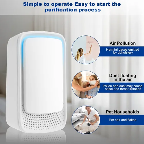 Vista 2 de VGY Purificador de aire enchufable (paquete de 2) – Purificador de aire ionizador, purificadores de aire de iones negativos silenciosos, filtro