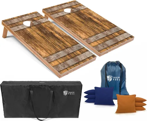 Vista 13 de Tailgating Pros Tablas de Cornhole de 4 x 2 pies, tamaño reglamentario oficial, juego de cornhole de diseño de madera con 8 bolsas de frijol, funda