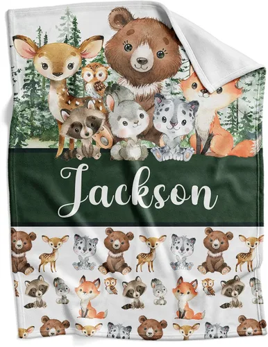 Vista 6 de Mantas de bebé personalizadas para niños - Regalos personalizados para bebés para niños - Regalos personalizados para bebés suaves y ligeros (zorro)