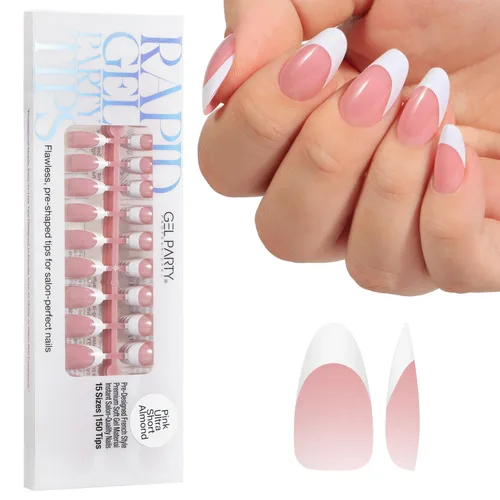 Vista 10 de GELPARTY - Puntas de uñas francesas X-Nude Short Almond, 150 unidades, 15 Desnudo