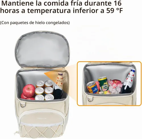 Vista 4 de Mochila enfriadora de 42 latas aisladas a prueba de fugas, suave y ligera para almuerzo, multifuncional, aislada, impermeable, para mujeres