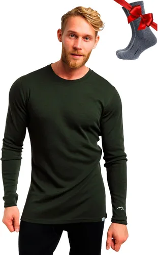 Vista 20 de 100% Merino Wool Base Layer Mens - Long Sleeve Thermal Shirts with Socks .320 negro