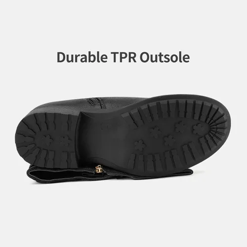 Vista 4 de DREAM PAIRS - Botas altas hasta la rodilla de pantorrilla ancha para mujer, botas tipo equitación con tacón bajo apilado