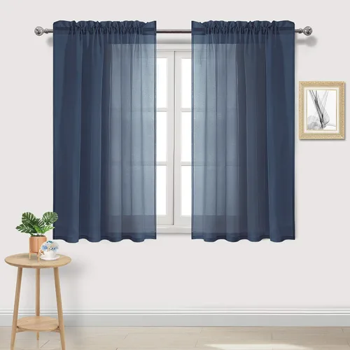 Vista 103 de DWCN Cortinas Transparentes Aqua de Voile Semitransparente con Bolsillo para Barra para Dormitorio y Sala de Estar, 36 x 36 pulgadas de Largo, Juego