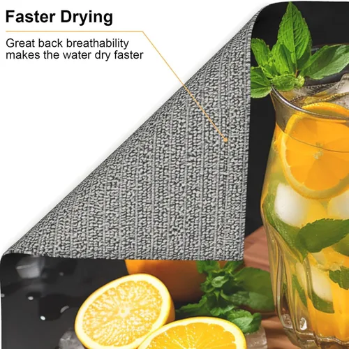 Vista 5 de Tapete de microfibra para secado de platos para encimera de cocina, almohadillas absorbentes para secar platos, tapete de drenaje de cocina