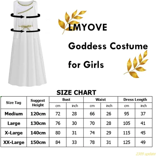 Vista 5 de LMYOVE Disfraz de diosa griega para niñas, cosplay de Halloween