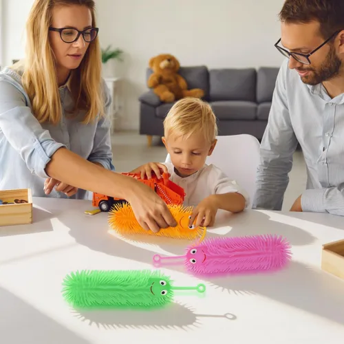 Vista 7 de NUOBESTY 4 piezas de juguetes de oruga brillantes, gusanos acolchados luminosos para aliviar el estrés para recuerdos de fiesta, cumpleaños, juego